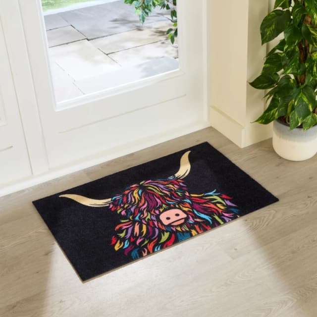 Artsy Doormats Highland Cow Indoor Washable Doormat 80X50Cm