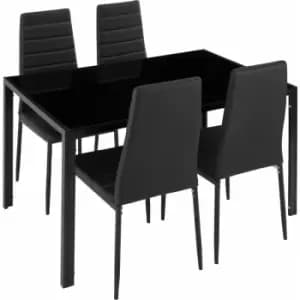 Tectake - Dining table and chair Set Berlin 4+1 - dining room table and chairs, dining table and 4 chairs, kitchen table and chairs - Black - black