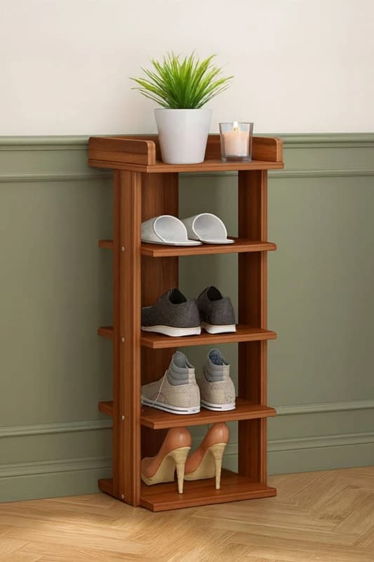 Neo 5 Tier Wooden Shoe Rack Storage in Dark Brown Dark Brown Unisex