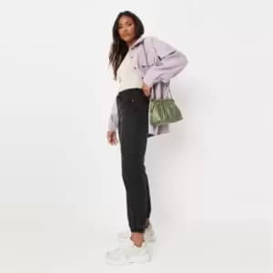 Missguided Riot Highwaisted Elastic Cuff Jeans - Black