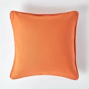 Homescapes - Cotton Plain Burnt Orange Cushion Cover, 45 x 45cm - Orange