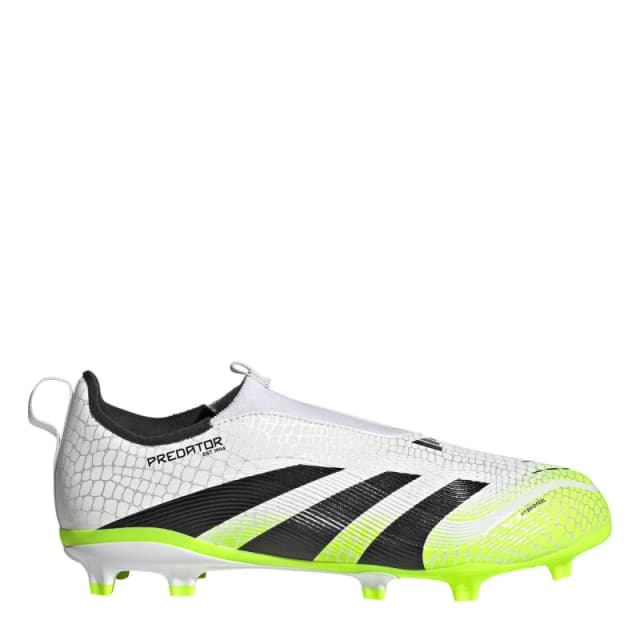 adidas Predator League Laceless Juniors Firm Ground Football Boots White/Blk/Lemon male 5 (38)