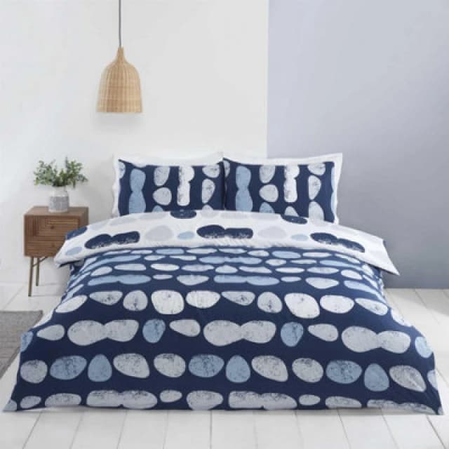 Rapport Truro Pebbles Duvet Cover Set Reversible Bedding 100% Easy Care Microfibre Polyester