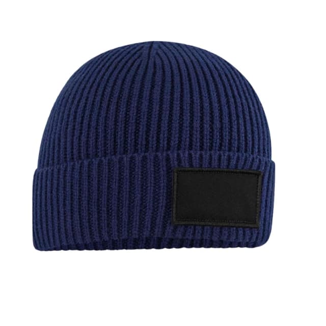 Beechfield Beechfield Men Patch Beanie in Mid Navy Mid Navy One Size Male 5063377023084