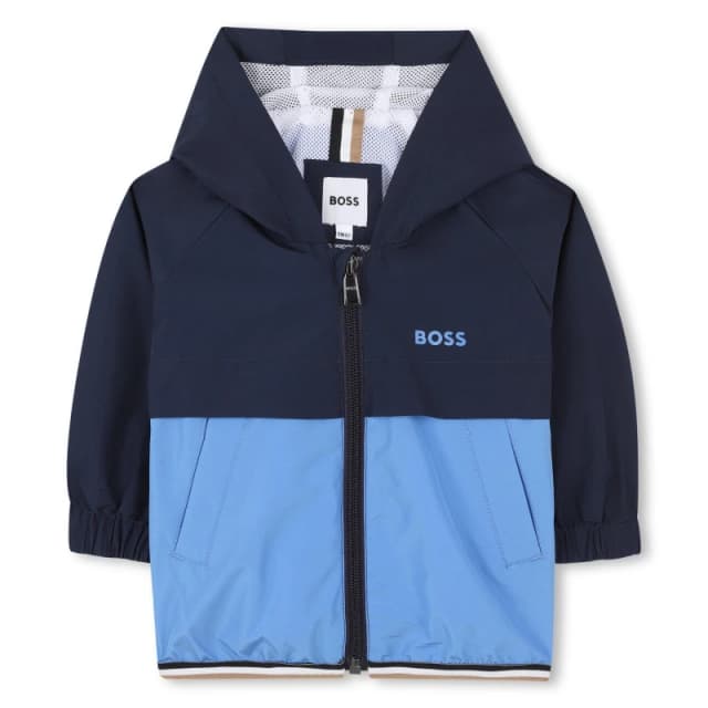 Boss Kids Contrast Panel Lightweight Windbreaker Navy 849 male 2Y
