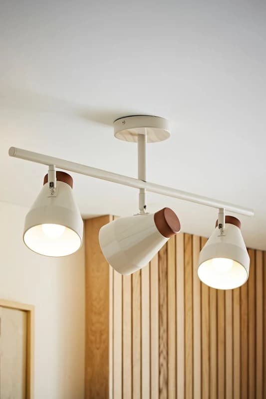 ValueLights ValueLights Parker Gloss and Walnut Dome Lamp 3 Way Bar Ceiling Light with Bulbs in Cream Cream One Size Unisex 5059406070075