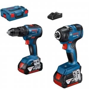 Bosch 18v Cordless Combi Drill and Impact Driver Wrench Kit 2 x 4ah Li-ion Charger Case