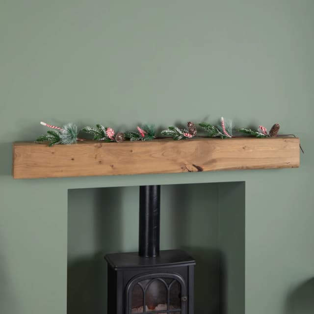 1.3m Candy Swirls Christmas Garland with Frosted Pinecones and Candy Canes