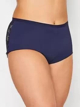 Yours Lace Back Full Briefs, Blue, Size 14-16, Women