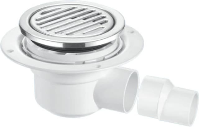 McAlpine TSG50-R125SS 50mm Water Seal Trapped Gully, Tile/Grating with removable Grid, 2" Horizontal Outlet and 2" x 1.5" Socket Reducer White