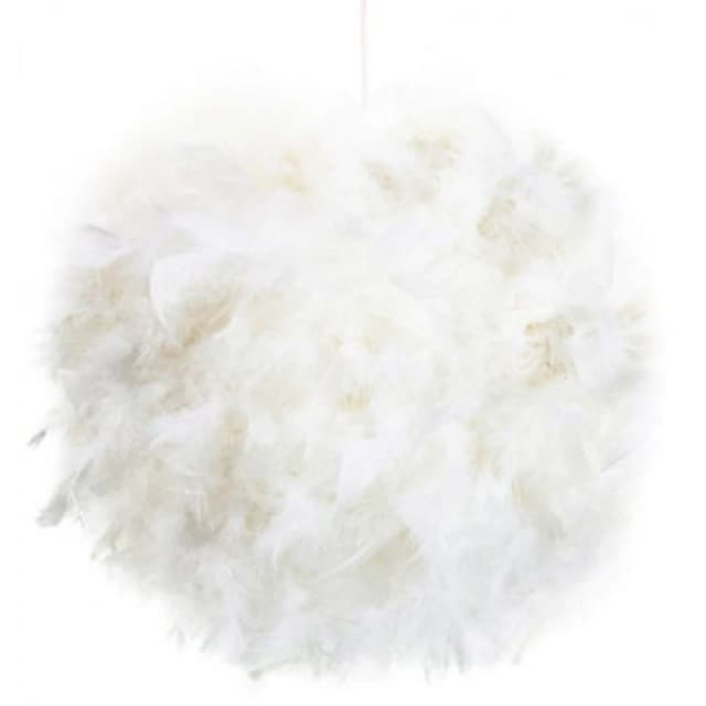 Happy Homewares Contemporary And Unique Large White Real Feather Decorated Pendant Light Shade