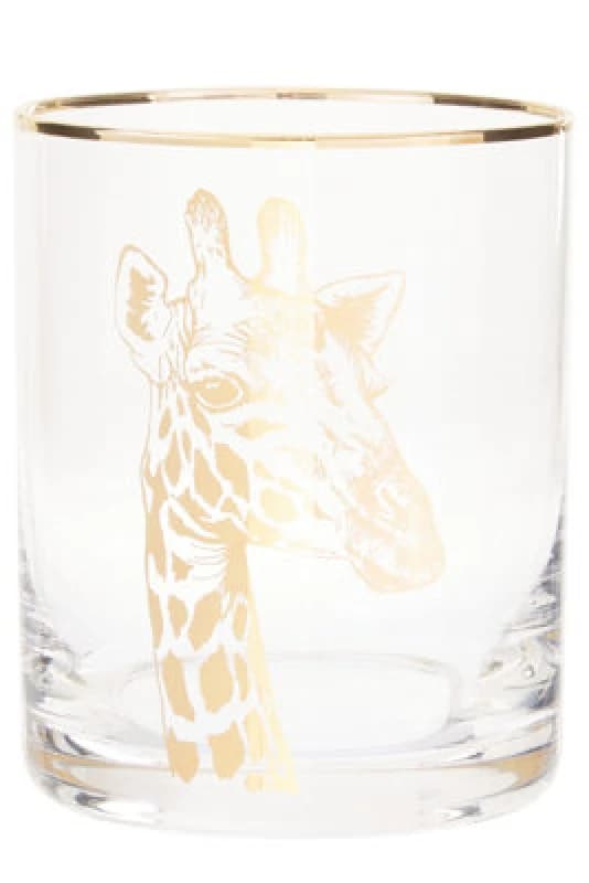 Premier Housewares Giraffe Print Glass Tumbler, Handcrafted 380ml Tumbler Glassware, Safari-Inspired Tall Tumbler For Wine Clear