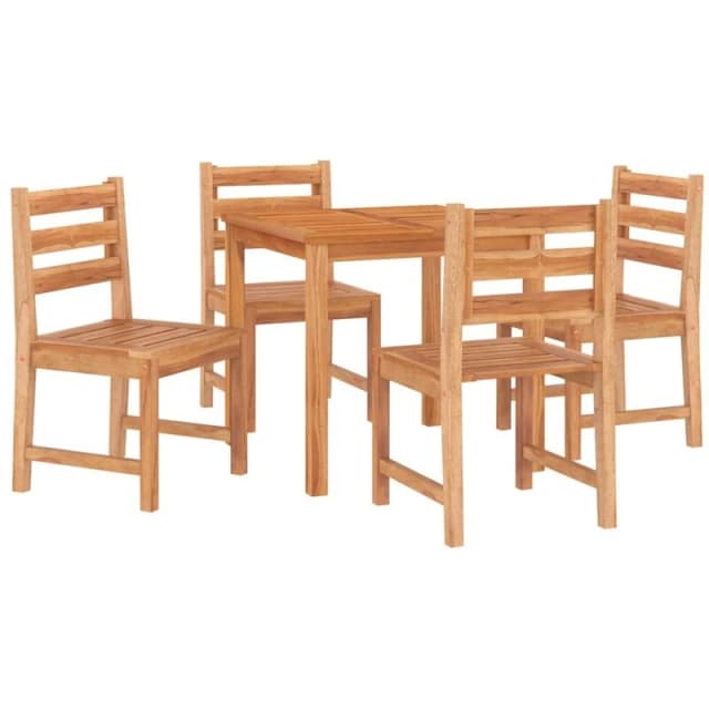 vidaXL 5 Piece Garden Dining Set Solid Wood Teak, Brown 3157178