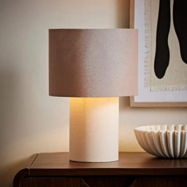ValueLights ValueLights Bobby Colour Clash Duo Fabric Table Lamp in Natural Natural One Size Unisex 5016529273103