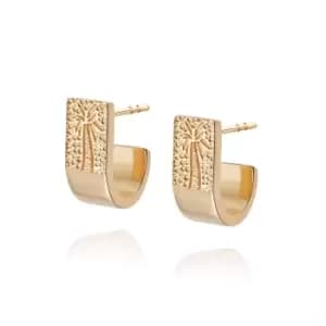 Daisy London 18ct Gold Plate Palm Engraved Stud Earrings 18ct Gold Plate