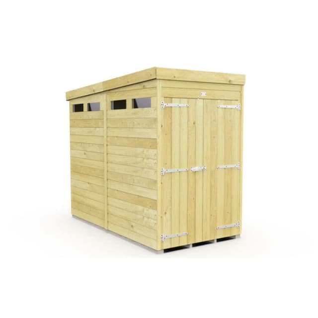 Buttercup Farm 4 x 8 Feet Pent Security Shed - Double Door - L231 x W127 x H201cm in Brown Brown Unisex