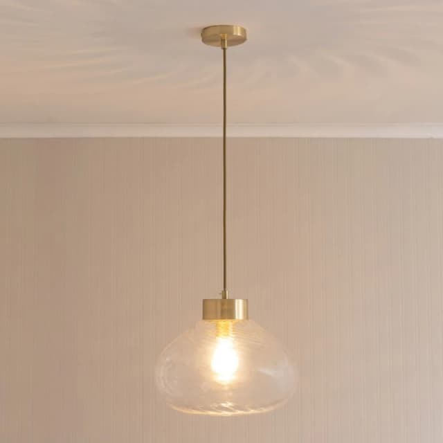 ValueLights ValueLights Corinne Twill Clear Glass Brushed Gold Capped Ceiling Pendant Light with Bulb Clear One Size Unisex 5059406063893
