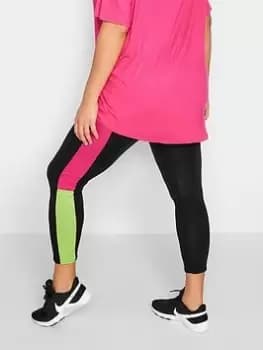 Yours Colour Clash Active Legging Pink/green, Black, Size 16, Women