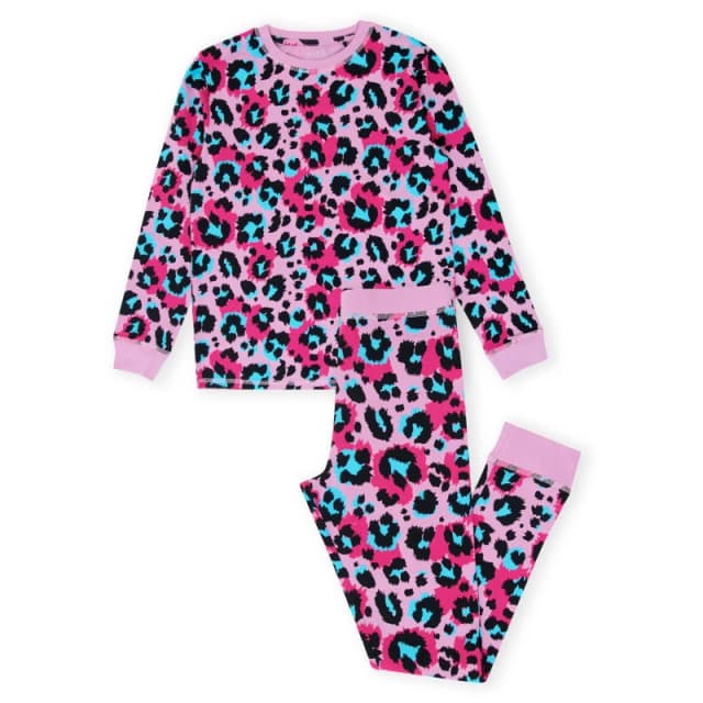 Miso Girls Leopard Print Pyjama Set - Purple Purple 6 - 7 Years