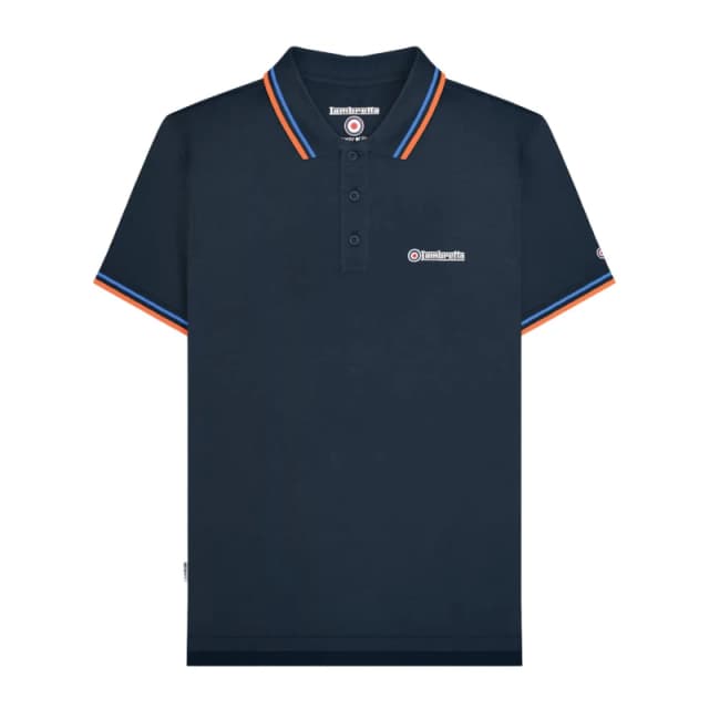 Lambretta Lambretta Men SS25 Twin Tip Polo Shirt in Navy Size: Medium Navy M Male 5063703661058