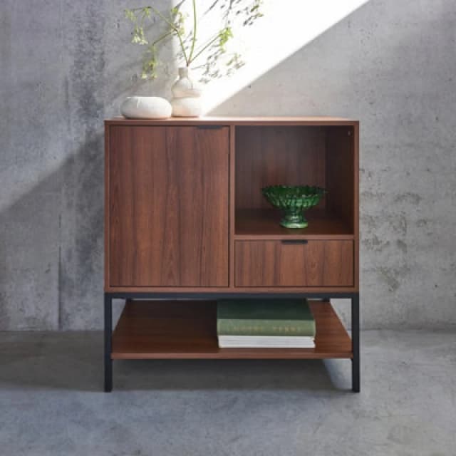 sweeek 80cm Walnut Sideboard With 2 Drawers Walnut