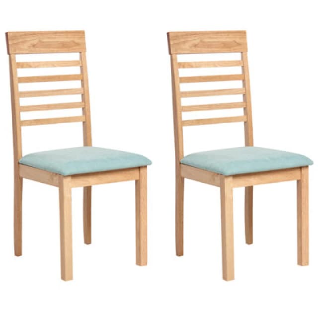 Beliani Set Of 2 Dining Chairs Ortley Wood Light Brown/ Mint