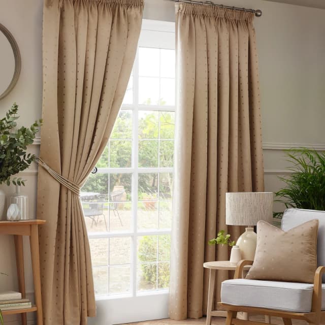 Essential Living Adiso Pencil Pleat Taped Top Curtains Latte 229cm x 229cm, Brown MADTLA9090