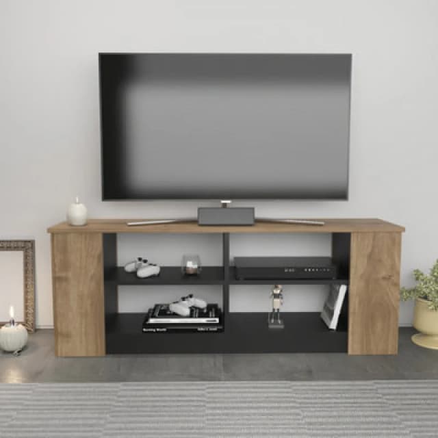Decorotika Space TV Stand TV Unit For Tvs Up To 55" Walnut And Black