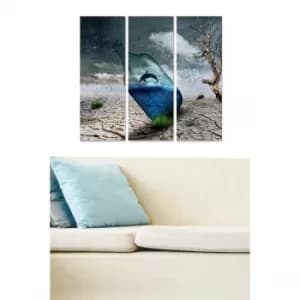 MDF749692 Multicolor Decorative MDF Painting (3 Pieces)