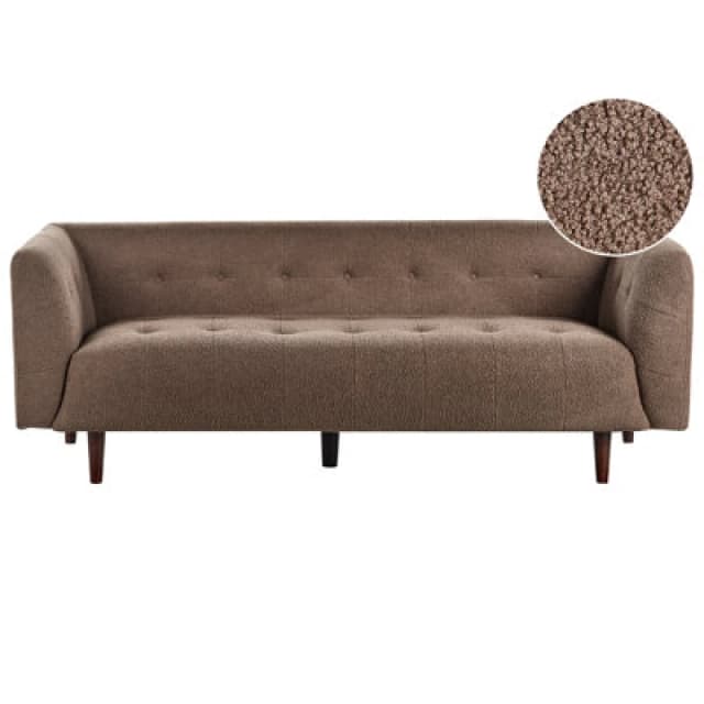 Beliani Sofa 3 Seater Byske Boucle Brown