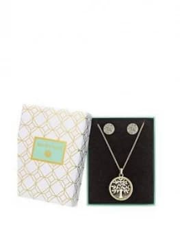 Jon Richard Gold Plated Crystal Tree Of Life Shaker Necklace and Earring Set