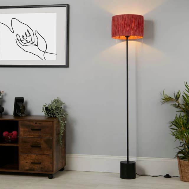 SO'HOME Raffia Floor Lamp in Pink/Black Black ONE SIZE