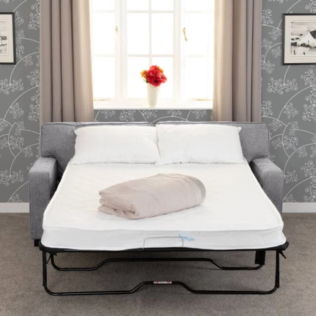 Seconique Eton Sofa Bed Light Grey Fabric Metal Pull Out Sofa Bed With Mattress