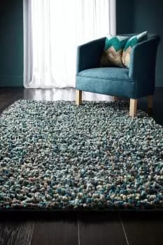 Origins Rocks Shaggy Wool Rug - Size: 120x170cm - Blue