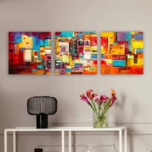 PDR6 Multicolor Decorative Canvas Painting (3 Pieces)