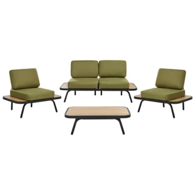 Beliani Garden Lounge Set With Table 4 Seater Minozzo Certified Acacia Wood Olive Green