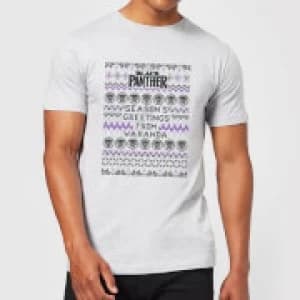 Marvel Avengers Seasons Greetings From Wakanda Mens Christmas T-Shirt - Grey - 3XL