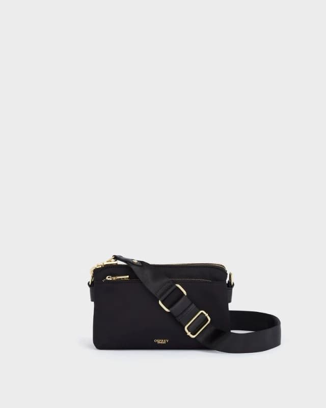 OSPREY LONDON Womens The Voyage Nylon Crossbody Bag in Black Female One Size