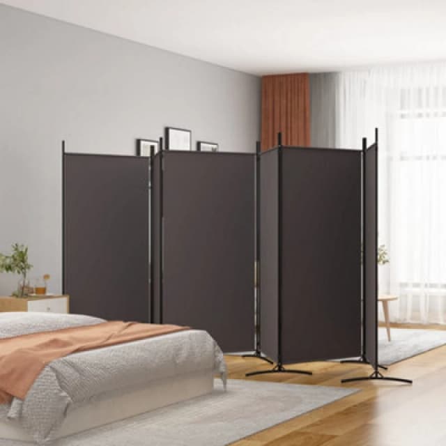 Vidaxl 6-panel Room Divider Brown 520X180 Cm Fabric, Brown 350271