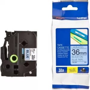 Brother TZE-561 P-touch Black on Blue Laminated Tape 36mm x 8m