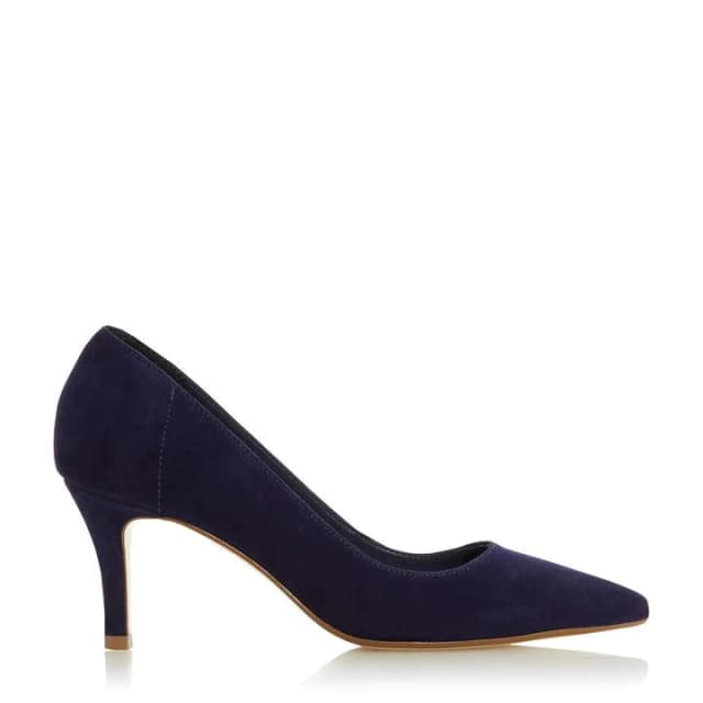 Dune Navy Suede 'Andina' Mid Stiletto Heel Court Shoes - 3