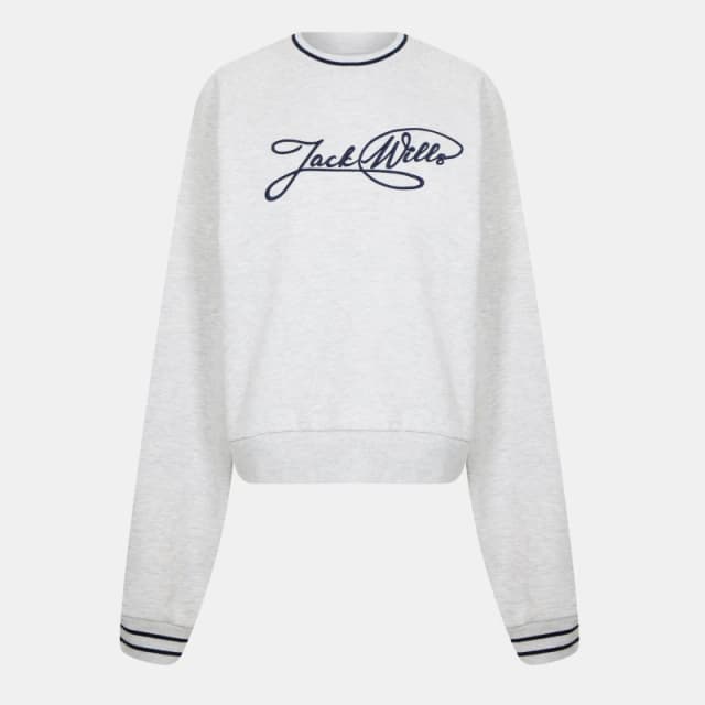 Jack Wills Womens JW Sport Stripe Crew Sweatshirt Light Heather female 10 (S)