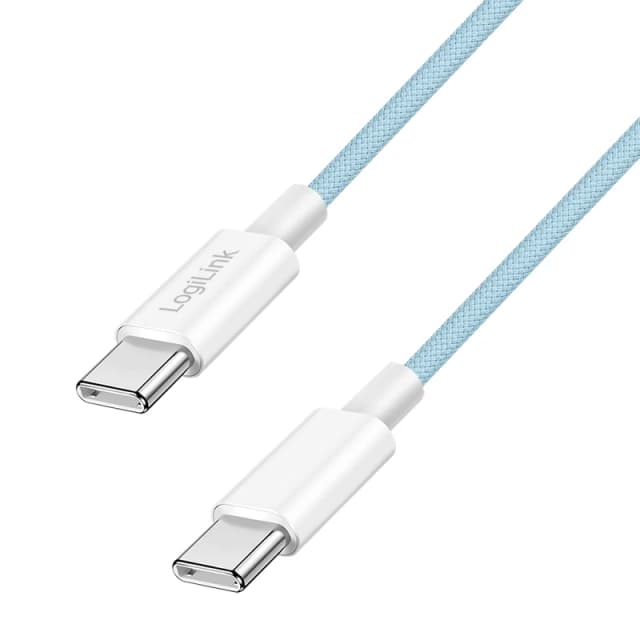 LogiLink USB 2.0 Type-C cable. C/M to C/M. nylon jacket. 60W. blue. 0.