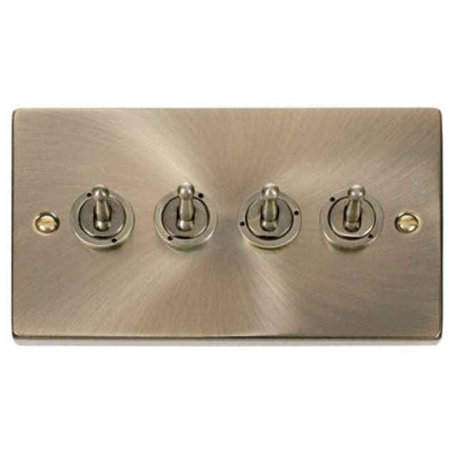 SE Home Antique Brass 4 Gang 2 Way 10AX Toggle Light Switch Gold unisex