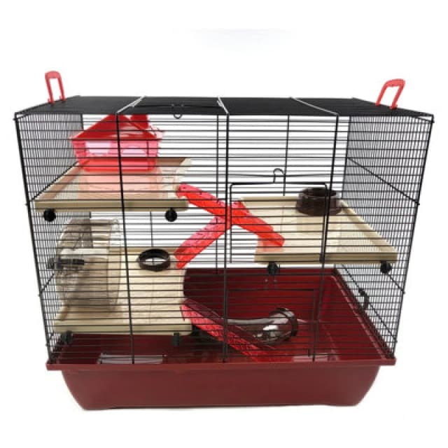 Little Friends The Grand Hamster Cage With Accessories 500X450X330 - Maroon