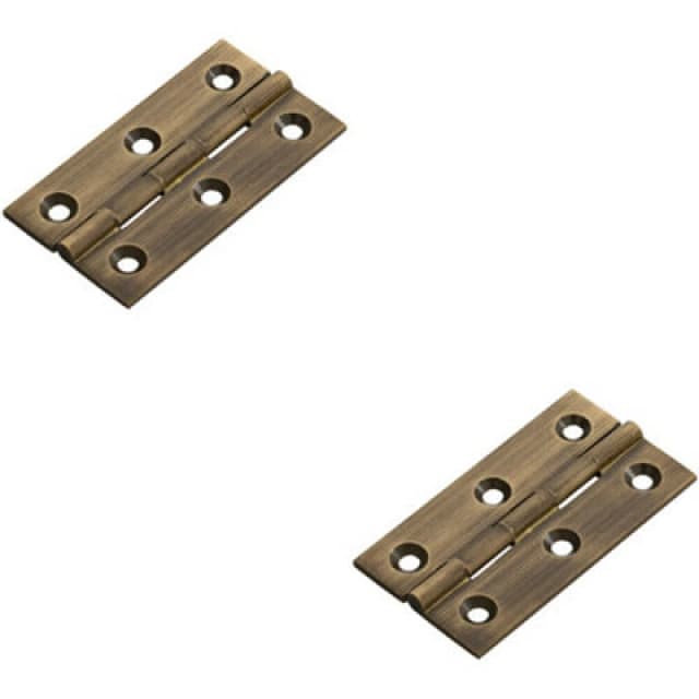 Loops 2x PAIR 64 x 35 x 2mm Cabinet Hinge Antique Brass Small Cupboard Door Metallics