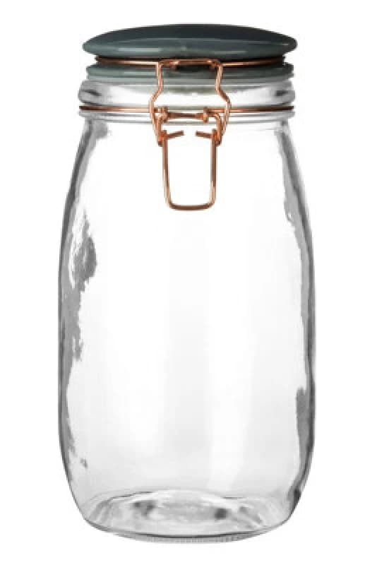 Premier Housewares Scale Retro Pastel Grey Glass Jar - 1500ml Clear