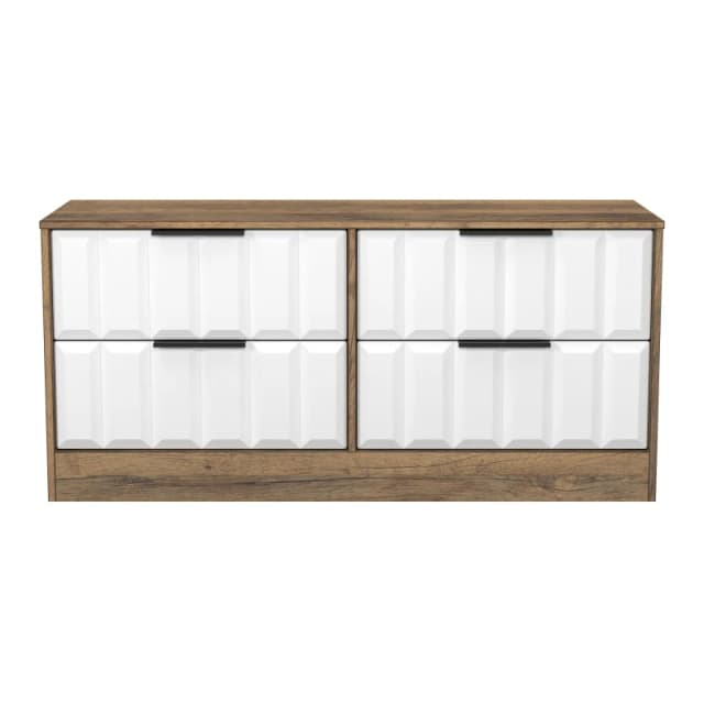 Fiji Ready Assembled Black & Oak 5 Drawer Wide Bedside Chest (H)1089mm (W)450mm (D)395mm