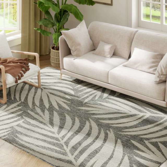 HOMCOM HOMCOM Easy-Cleaning Machine Washable Area Rug for Patio, Garden, Grey Size: 160cm x 230cm Grey 160cm x 230cm Unisex 5063603154315