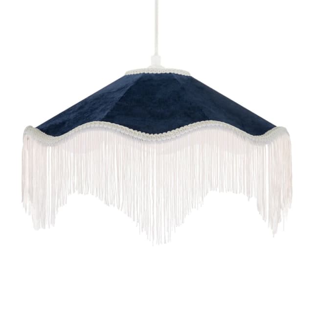 Happy Homewares Ornate Victorian Shape Pendant Light Shade in Midnight Blue Velvet Midnight Unisex